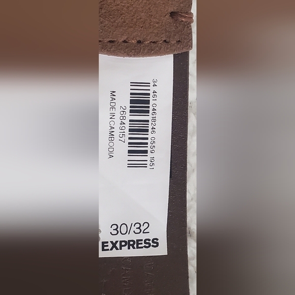 Express Design Studio Genuine Leather Brown Belt Black Square Buckle for Denim - Picture 5 of 9